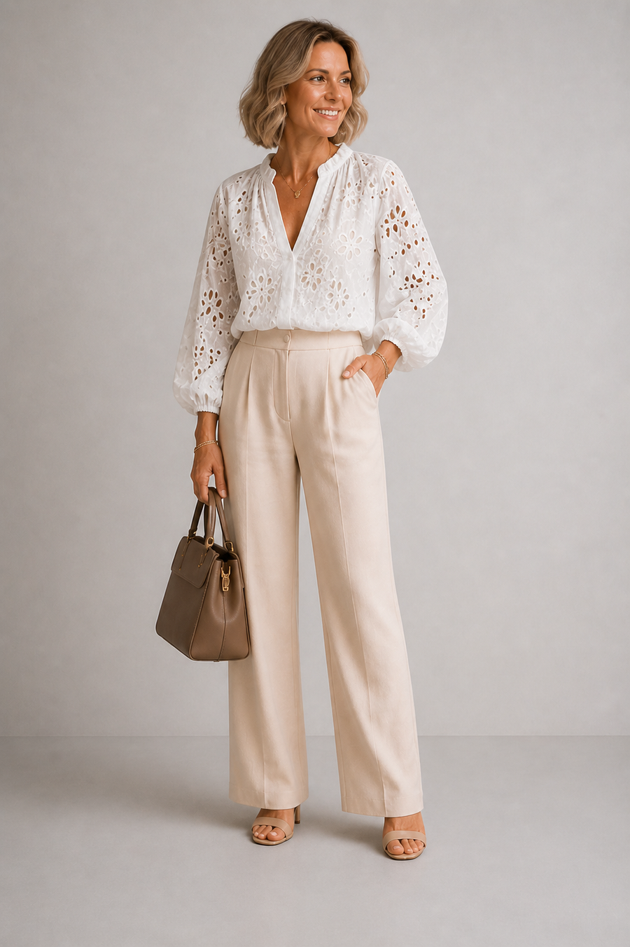 Ivory Trim Blouse