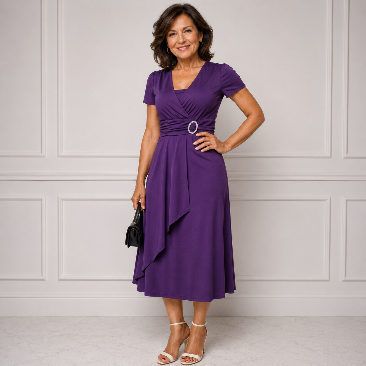 Celestine - Rhinestone Waist Midi Dress