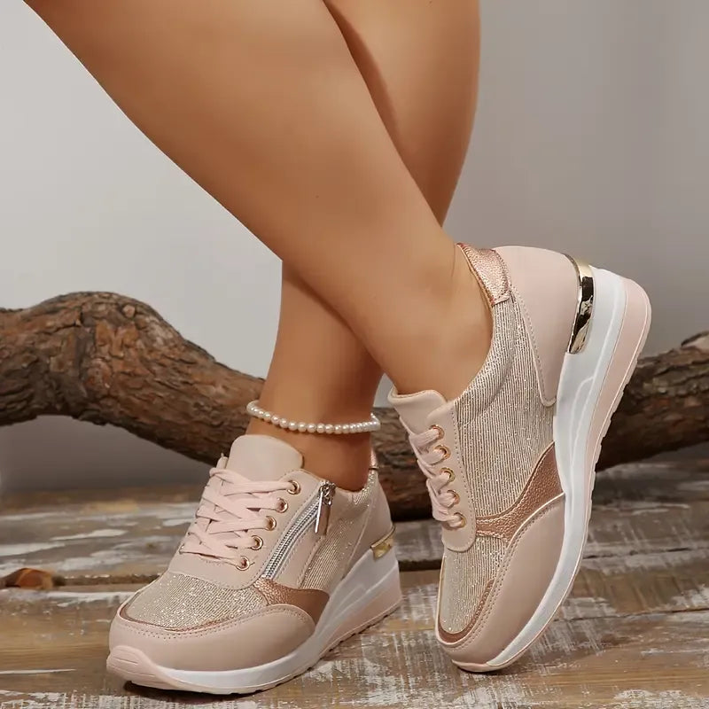 Lena - Sneakers met Veters en Rits