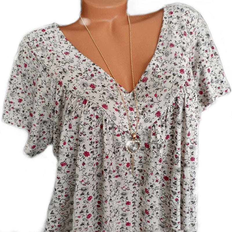 Van Meren Mode | T-shirt Flora met V-hals