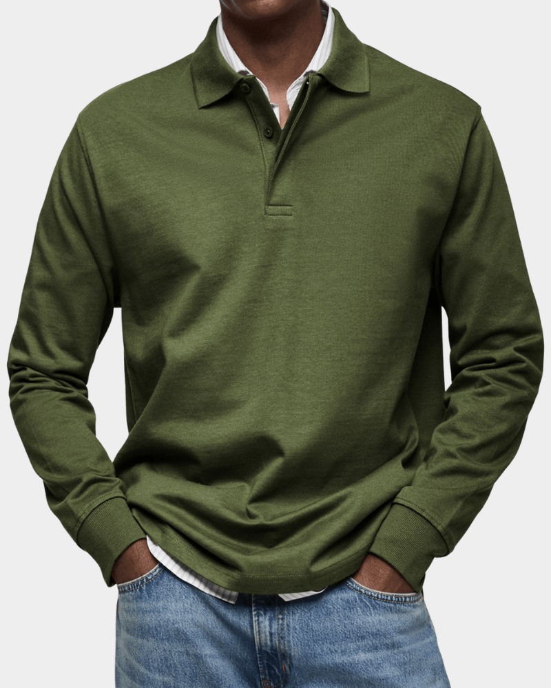 Van Meren Mode | Comfortabele polo met lange mouw