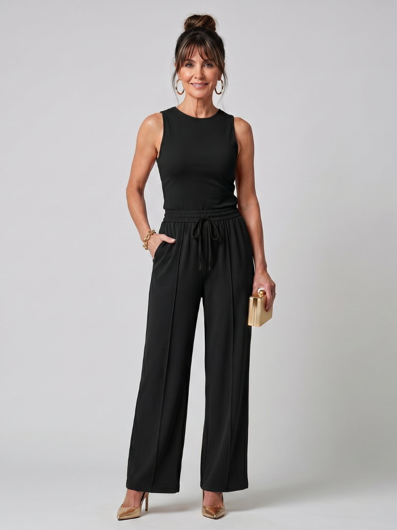Valencia - Sleeveless Smooth Wide Leg Pants Set