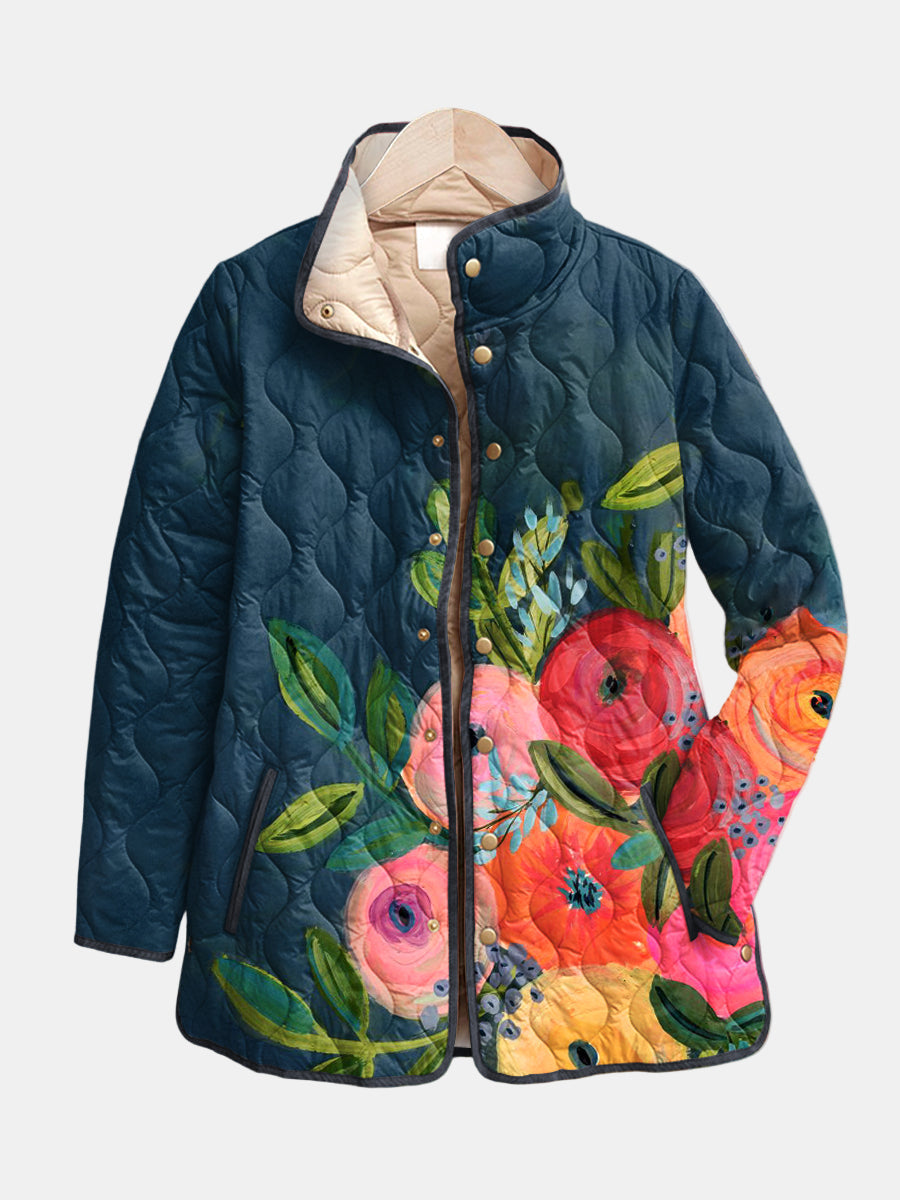 Amaya | Gewatteerde Jas met Vintage Bloemenprint