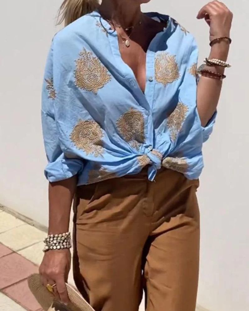 Van Meren Mode | Blouse met sierlijke borduursels