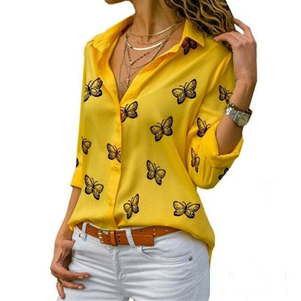 Van Meren Mode | Losvallende blouse met vlinderprint
