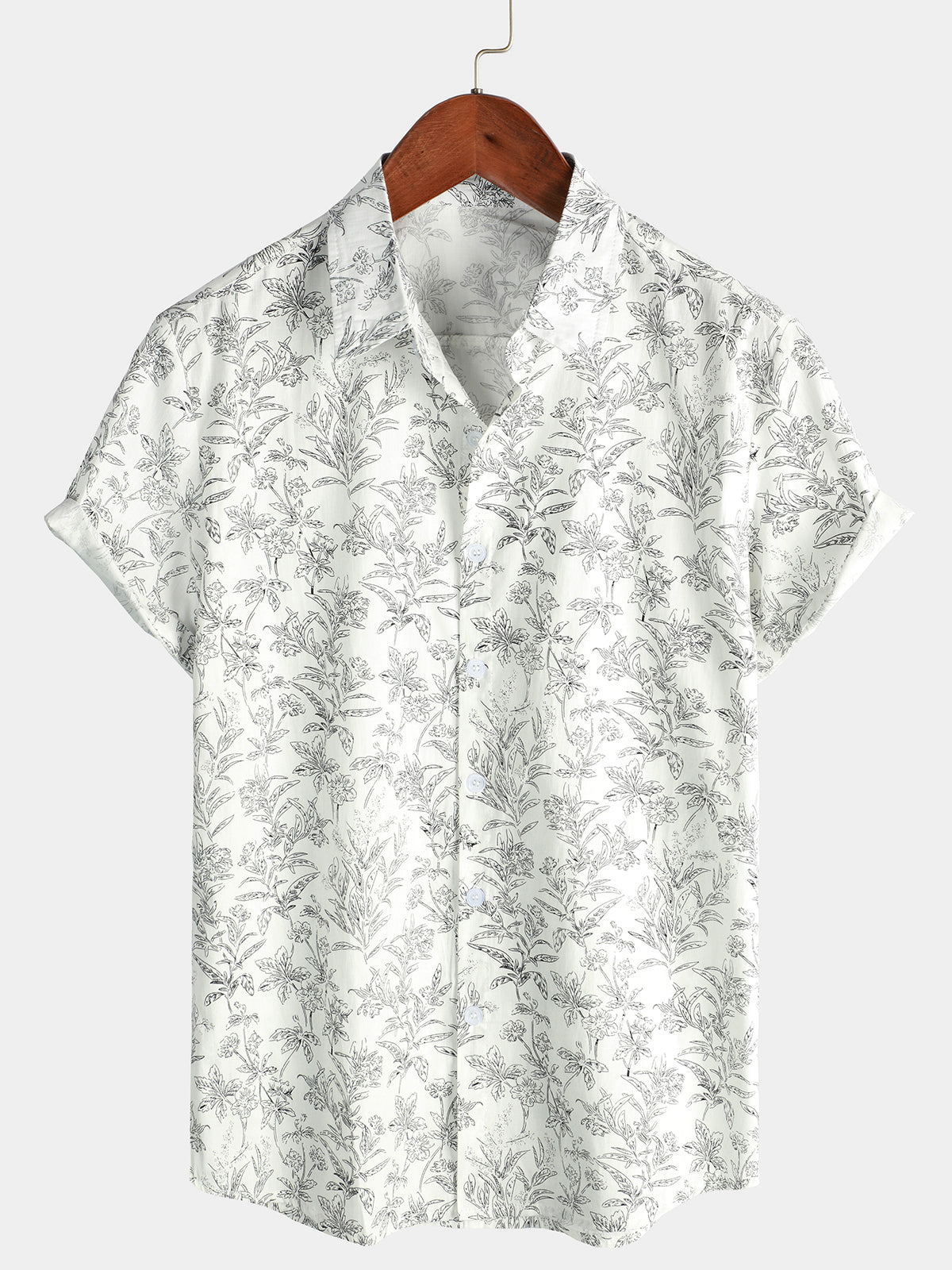Van Meren Mode | Katoenen Hawaii Overhemd met Korte Mouwen