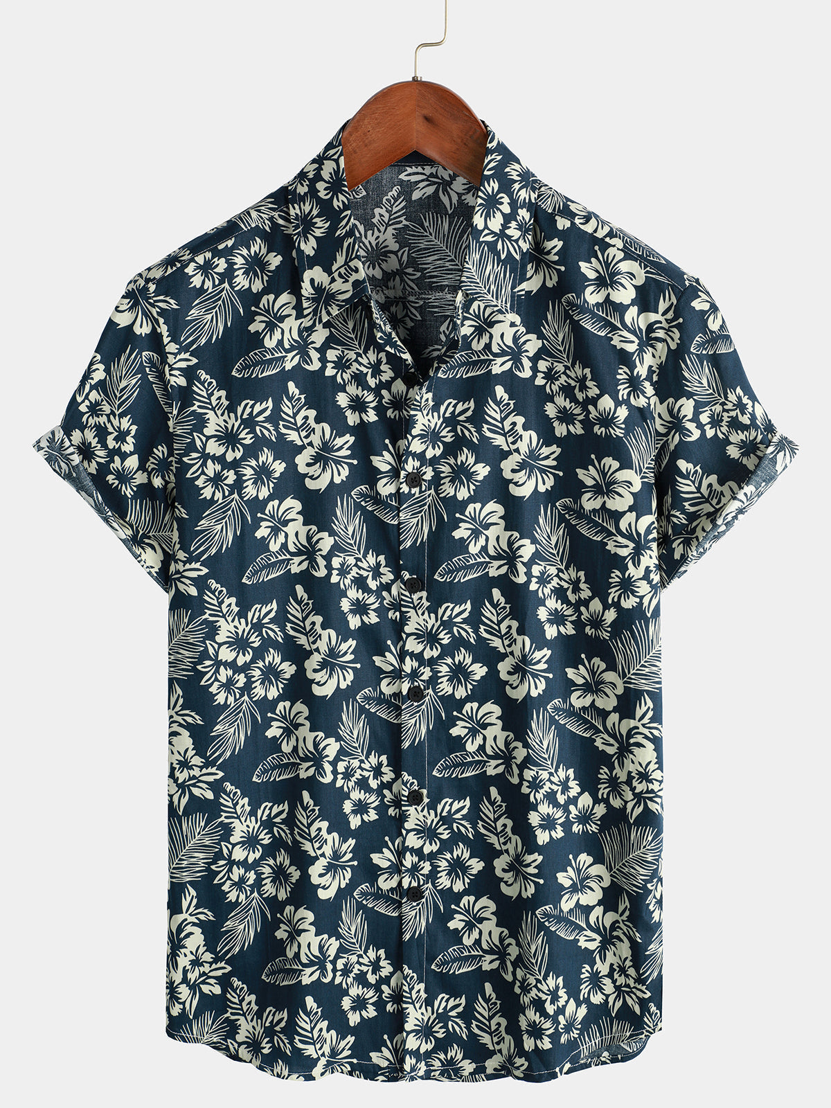 Van Meren Mode | Katoenen Hawaii Overhemd met Korte Mouwen