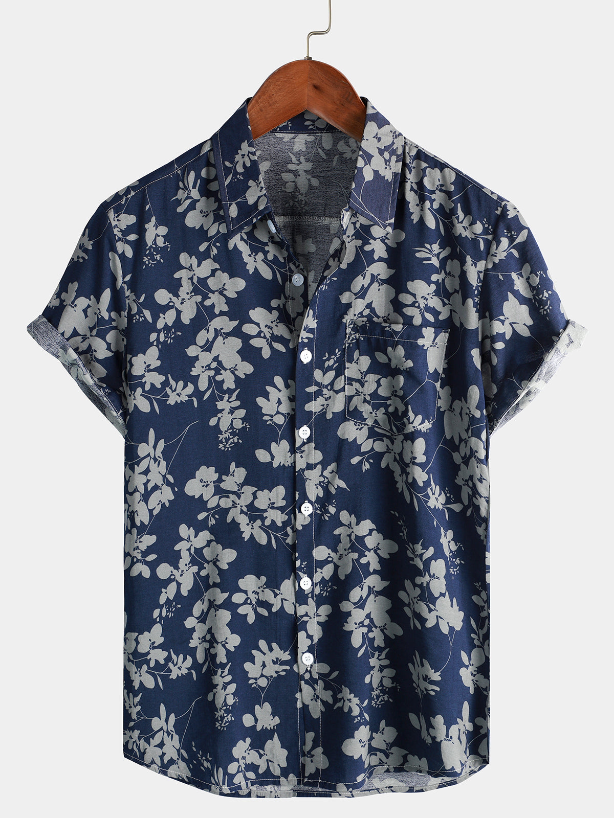 Van Meren Mode | Katoenen Hawaii Overhemd met Korte Mouwen