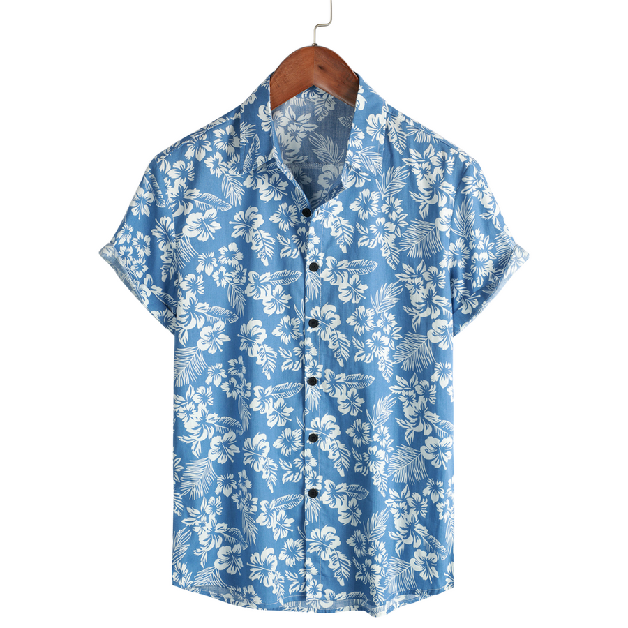 Van Meren Mode | Hawaïblouse met korte mouwen en bloemenpatroon
