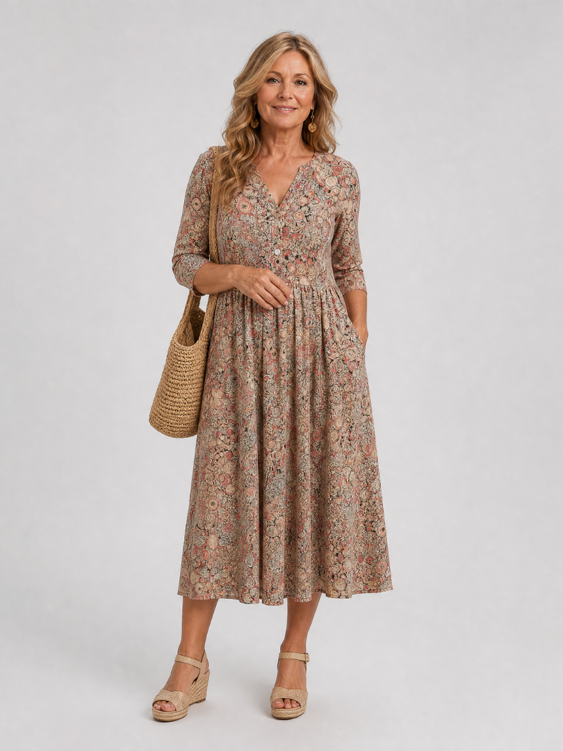 Picao - Vintage Floral Midi Dress