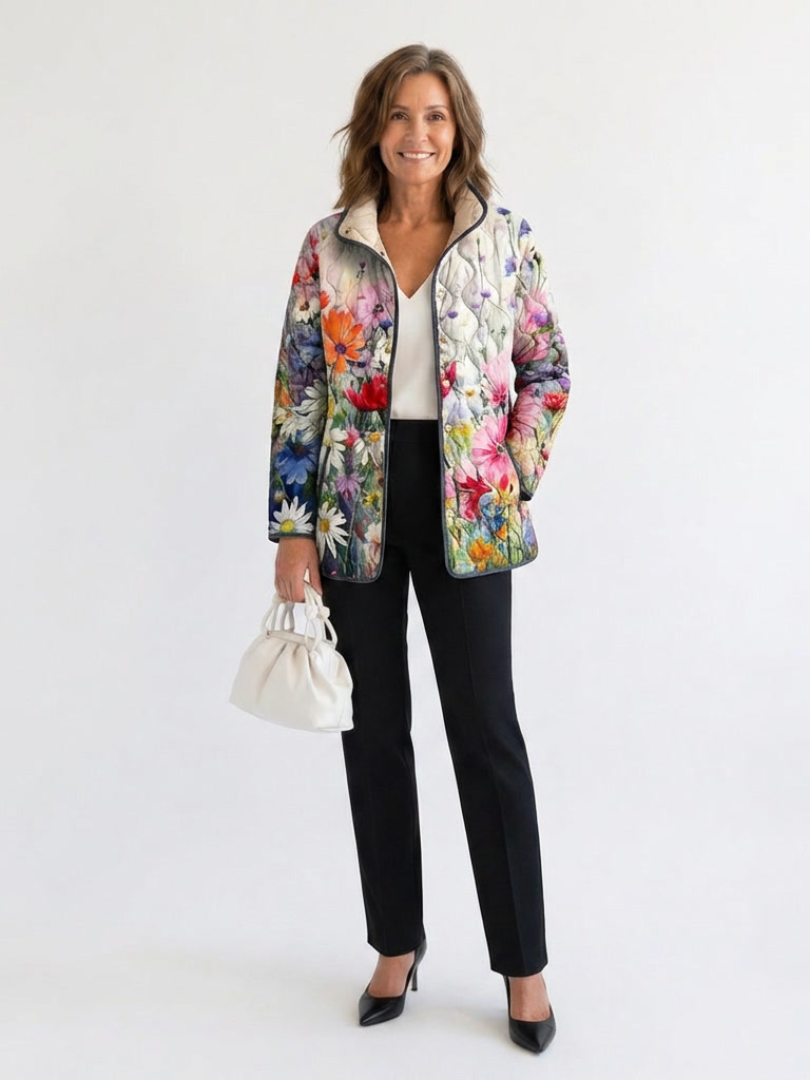 Mila - Gewatteerde Jas met Vintage Bloemenprint