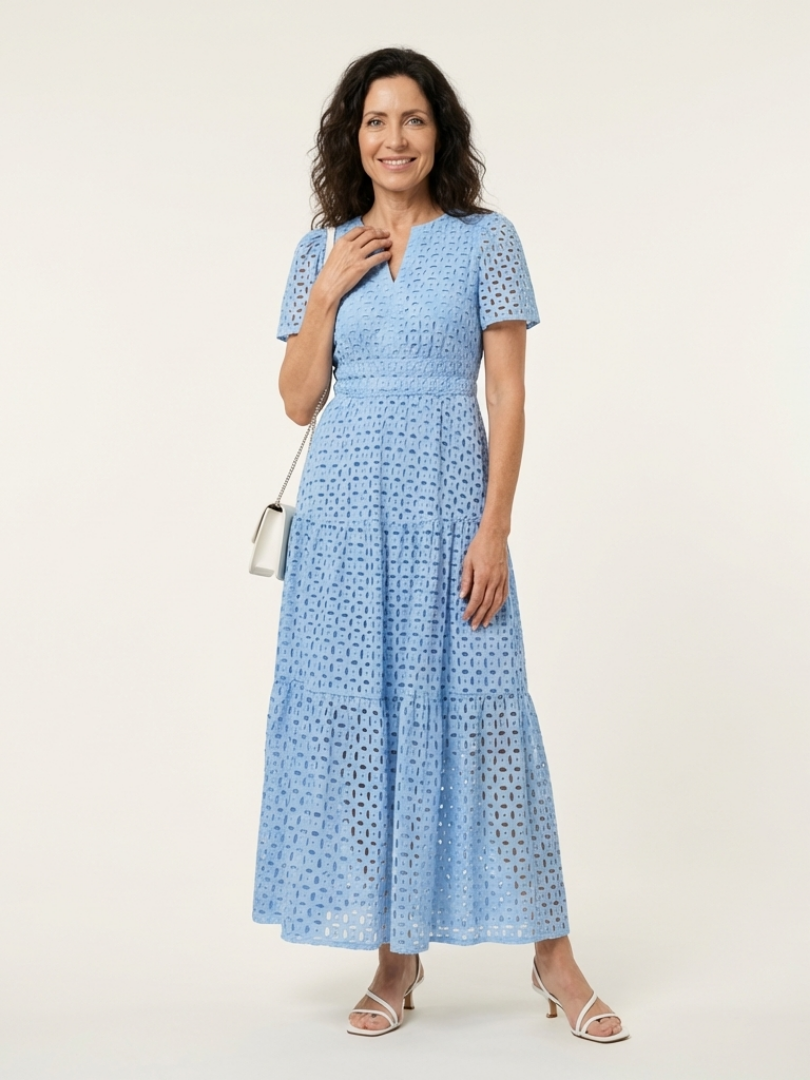 Brielle - V-Neck Short Sleeve Tiered Maxi Dress