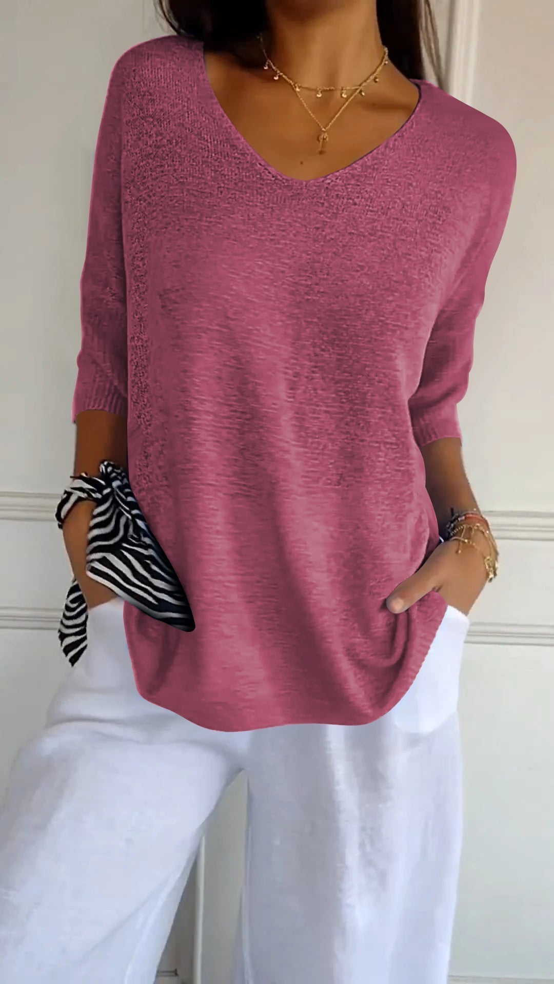 Van Meren Mode | Gebreide top met V-hals
