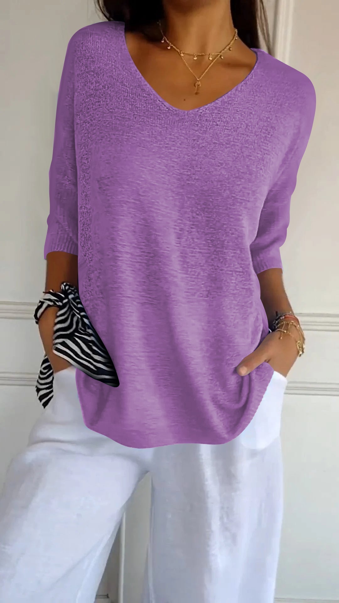 Van Meren Mode | Gebreide top met V-hals
