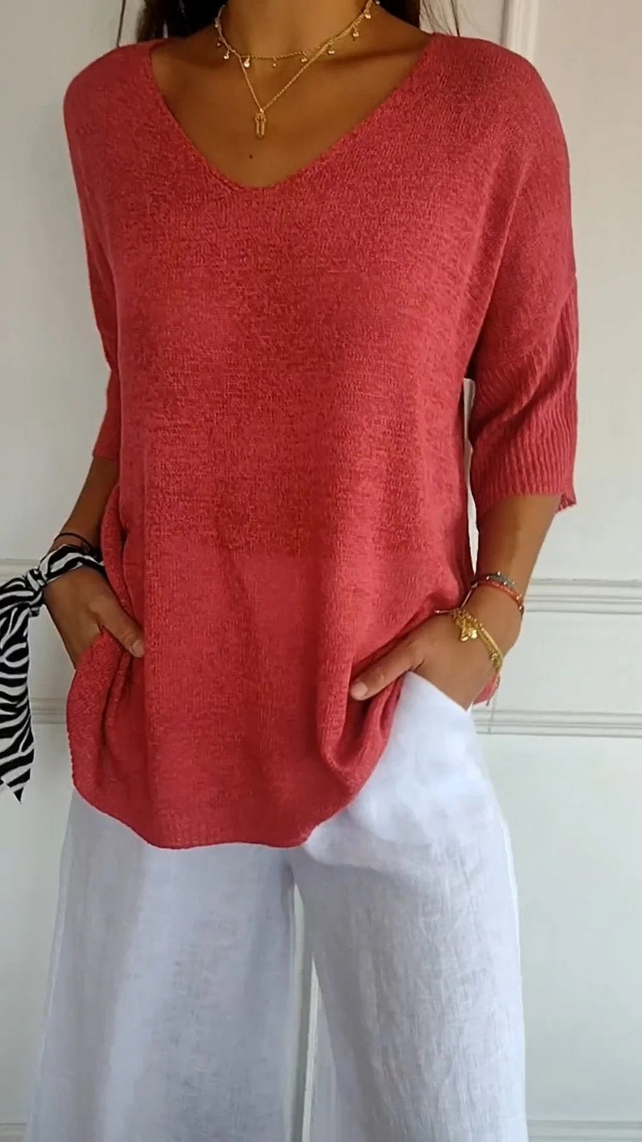 Van Meren Mode | Gebreide top met V-hals