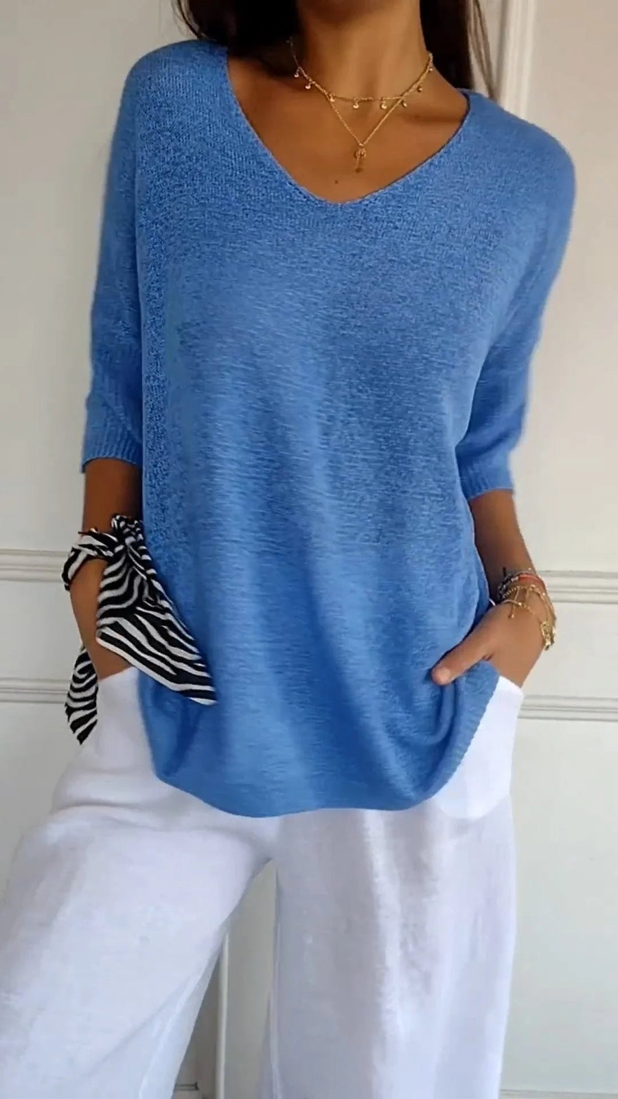 Van Meren Mode | Gebreide top met V-hals