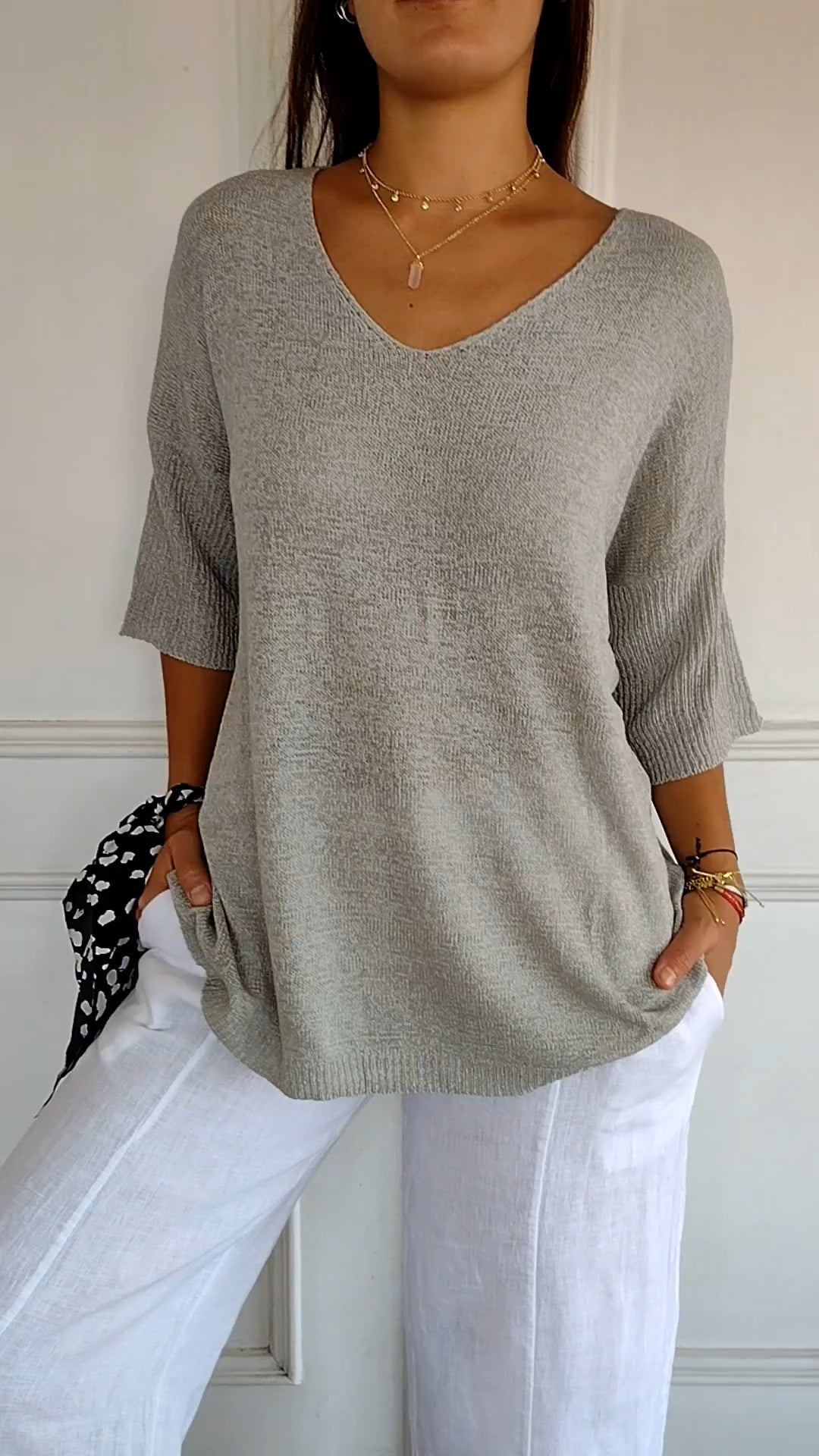 Van Meren Mode | Gebreide top met V-hals
