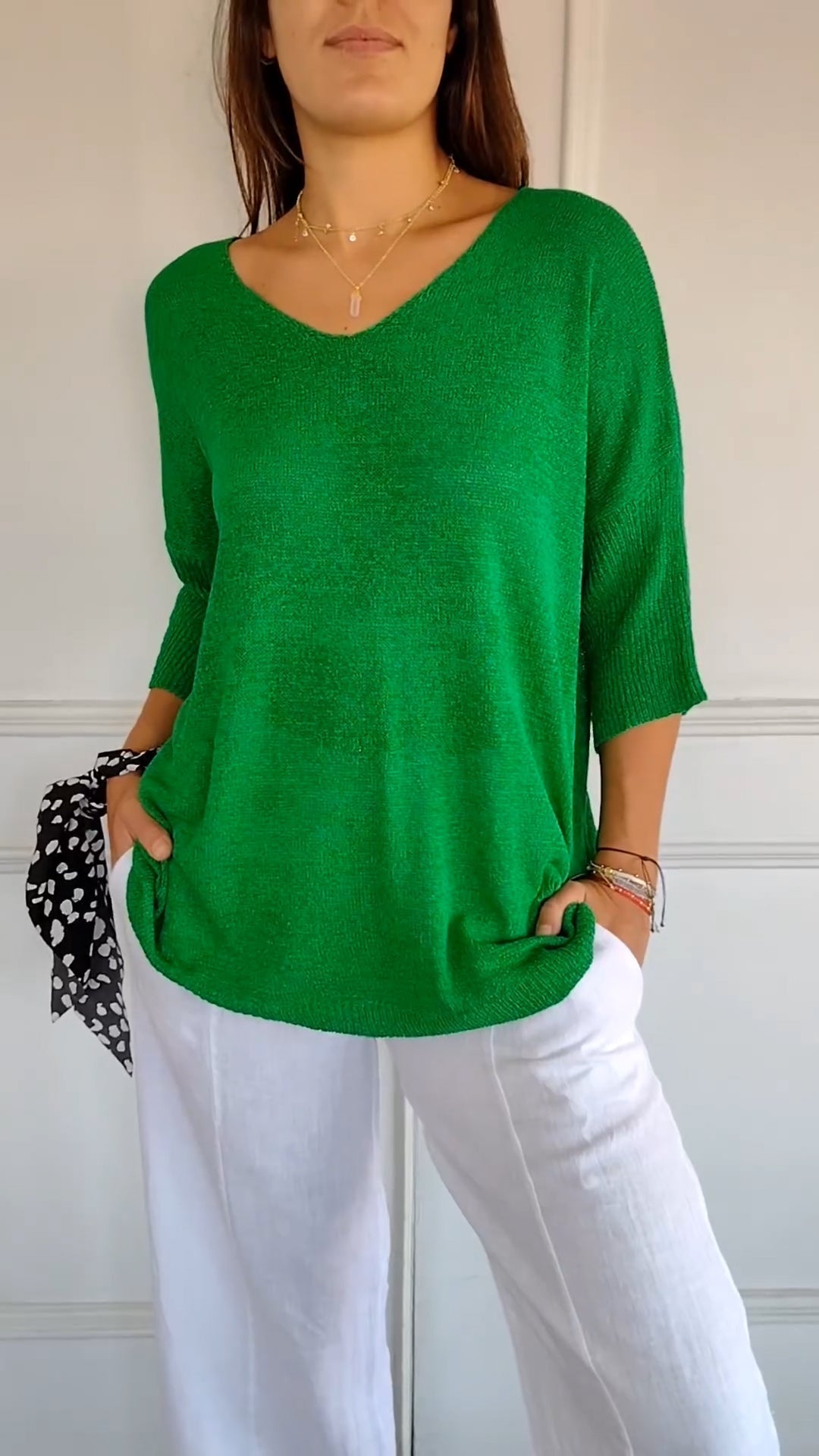 Van Meren Mode | Gebreide top met V-hals
