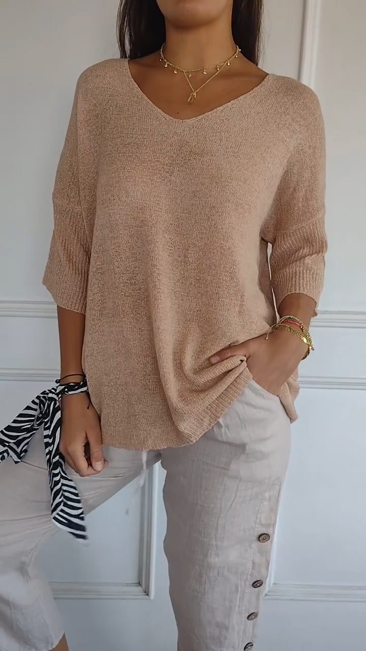 Van Meren Mode | Gebreide top met V-hals