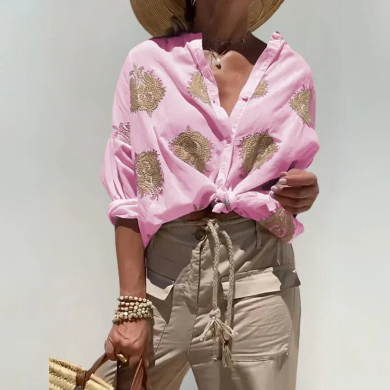 Van Meren Mode | Blouse met sierlijke borduursels
