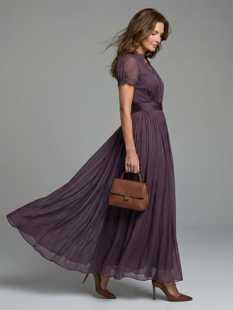 Elia - Gathered Waist Keyhole Maxi Dress