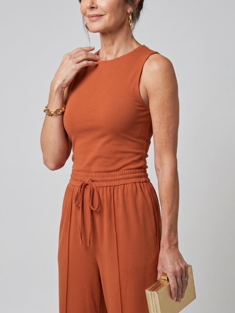 Valencia - Sleeveless Smooth Wide Leg Pants Set