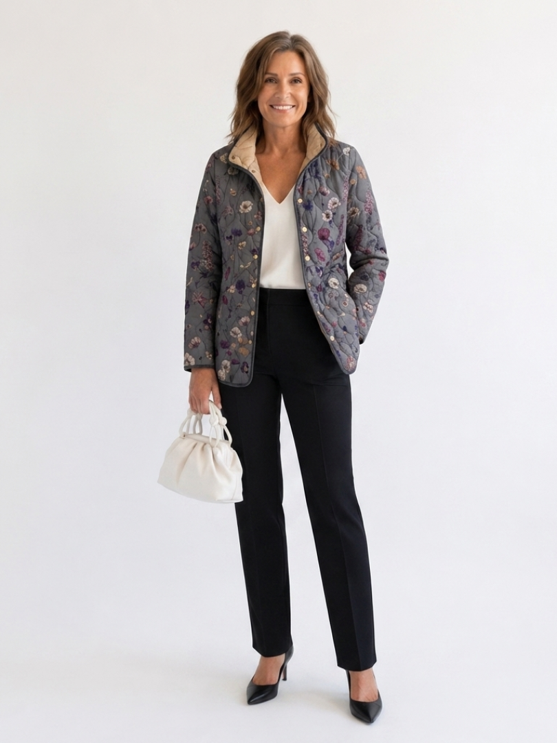 Niva | Gewatteerde Jas met Vintage Bloemenprint