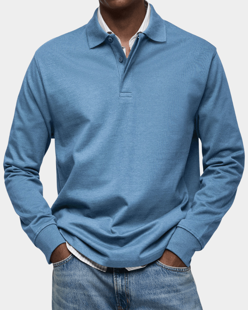 Van Meren Mode | Comfortabele polo met lange mouw