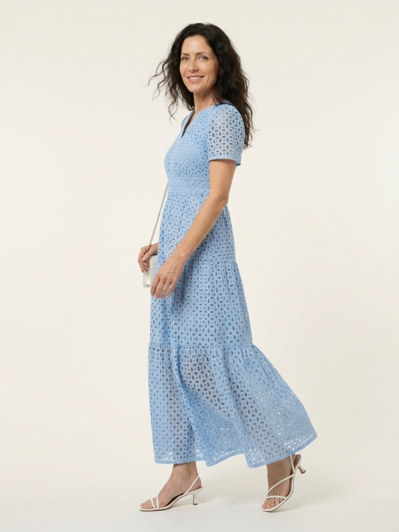Brielle - V-Neck Short Sleeve Tiered Maxi Dress