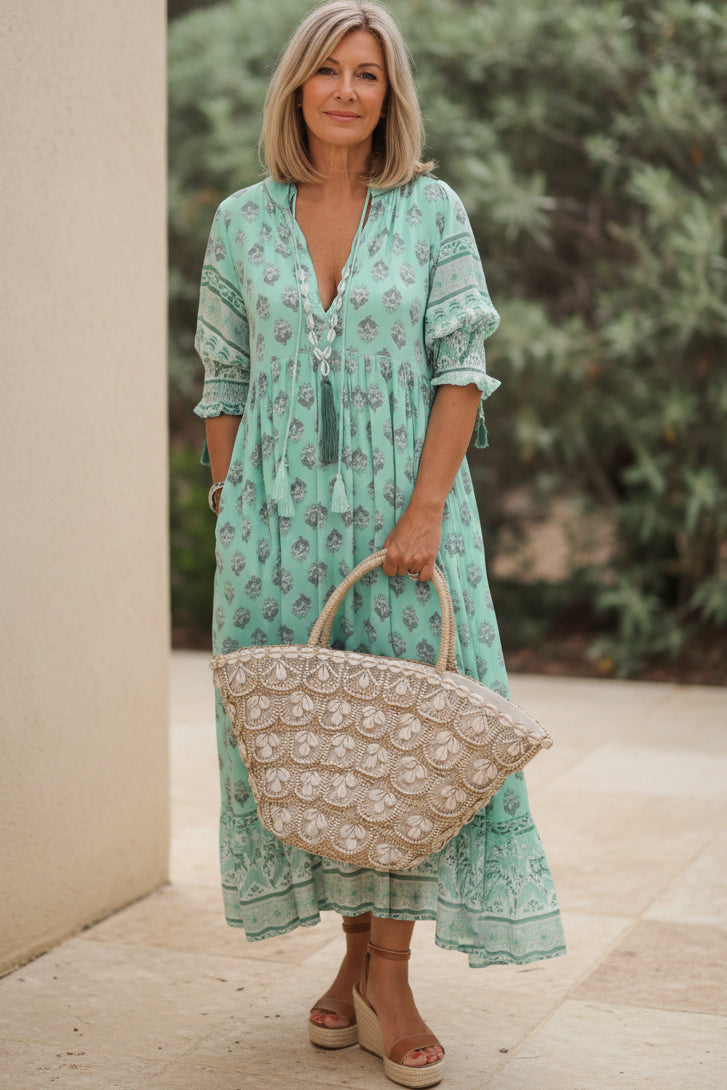 KIARA - PRINTED HALF-SLEEVE DRESS