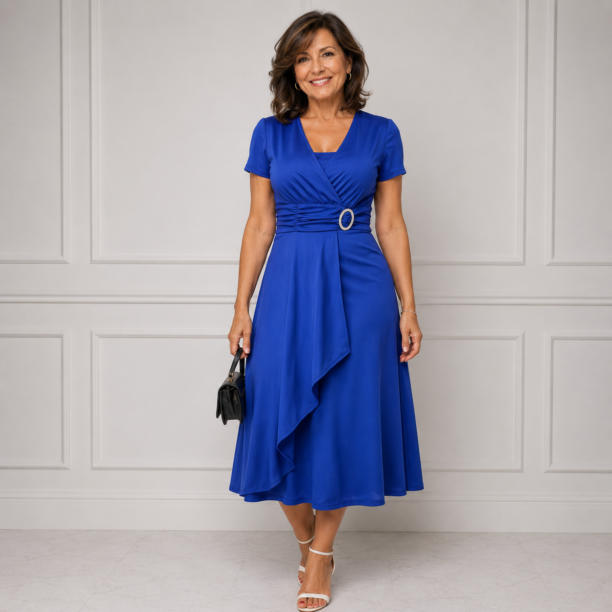 Celestine - Rhinestone Waist Midi Dress