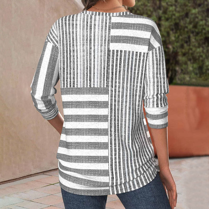 Van Meren Mode | Gestreepte Blouse met Modieuze Twist