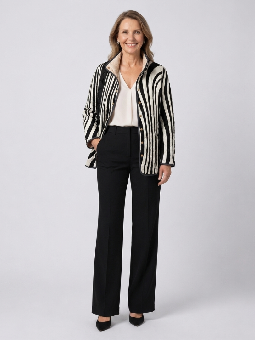 Soraya | Gewatteerde Jas met Geometrische Print