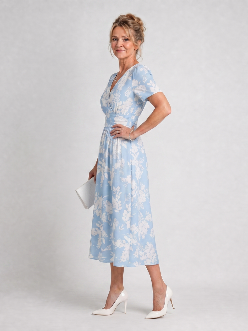 Marion - Floral Print V-Neck Midi Dress