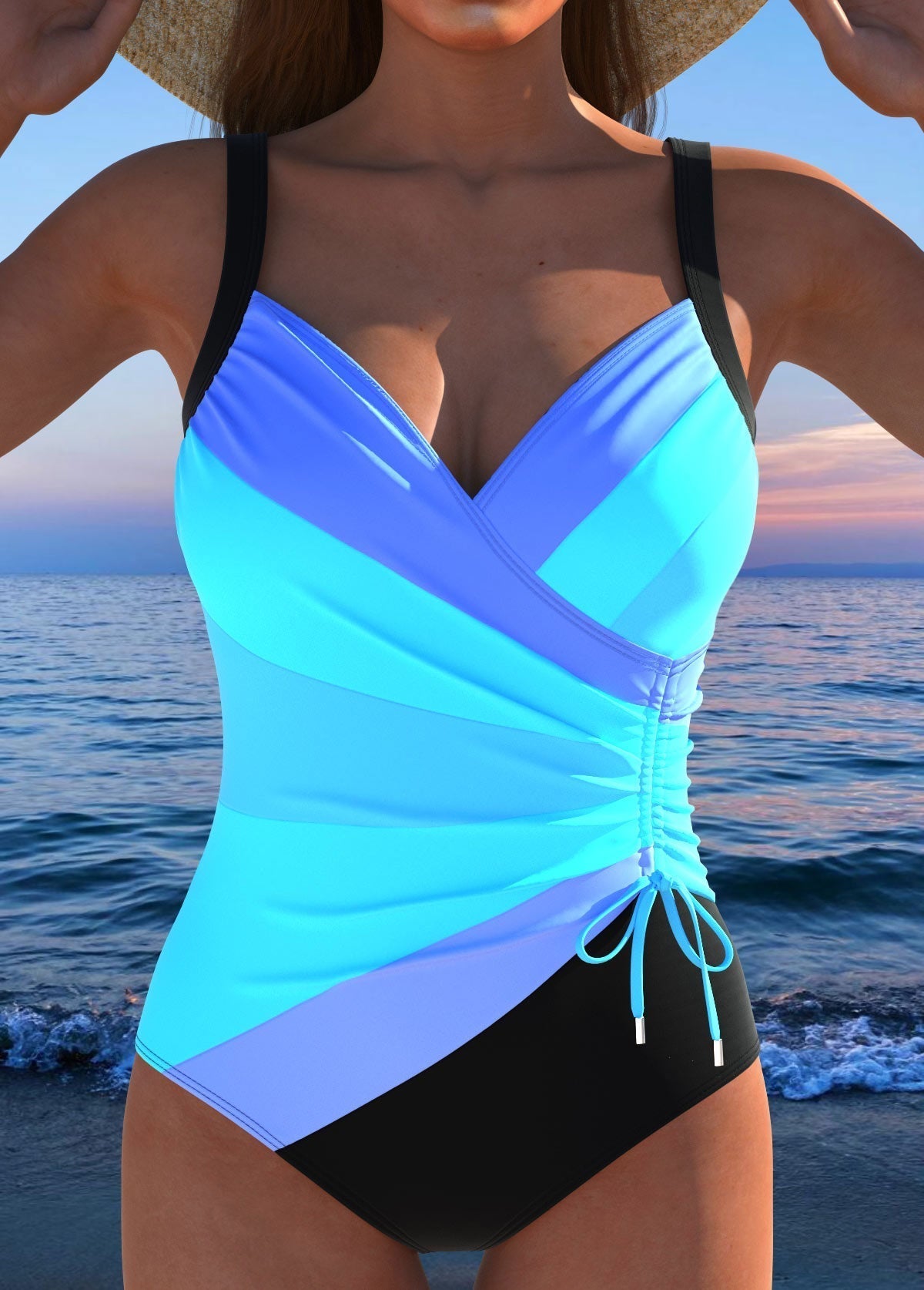 Marina | Elegant Printed Surplice Swimsuit