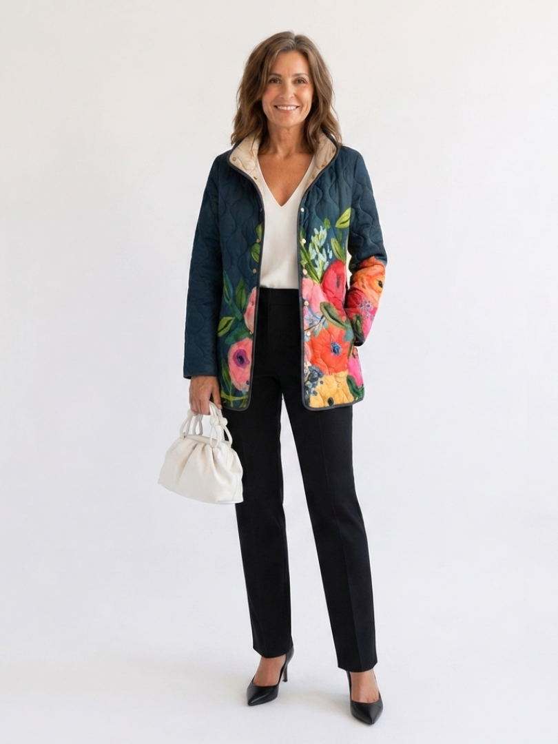 Amaya | Gewatteerde Jas met Vintage Bloemenprint