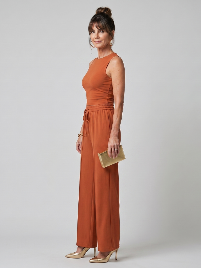 Valencia - Sleeveless Smooth Wide Leg Pants Set