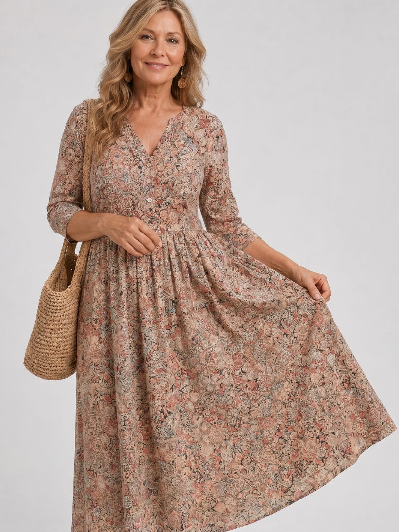 Picao - Vintage Floral Midi Dress