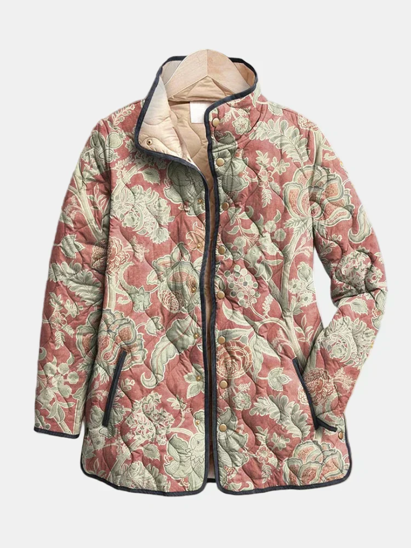 Naya | Gewatteerde Jas met Vintage Bloemenprint