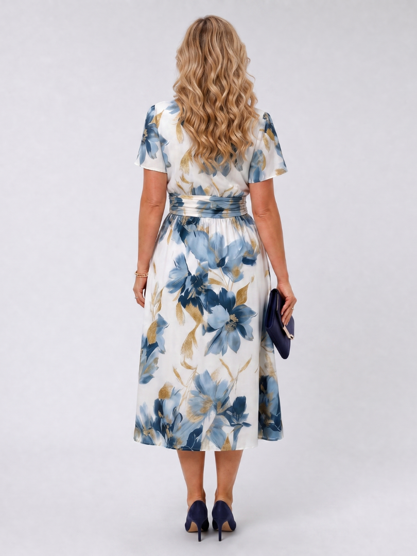 Evans - Floral Print Wrap Midi Dress