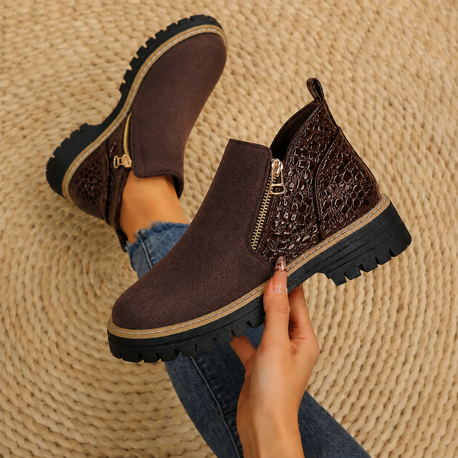 Marguerite - Dames Enkellaarzen met Crocoprint