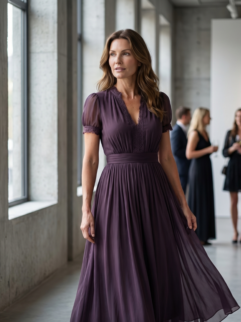 Elia - Gathered Waist Keyhole Maxi Dress