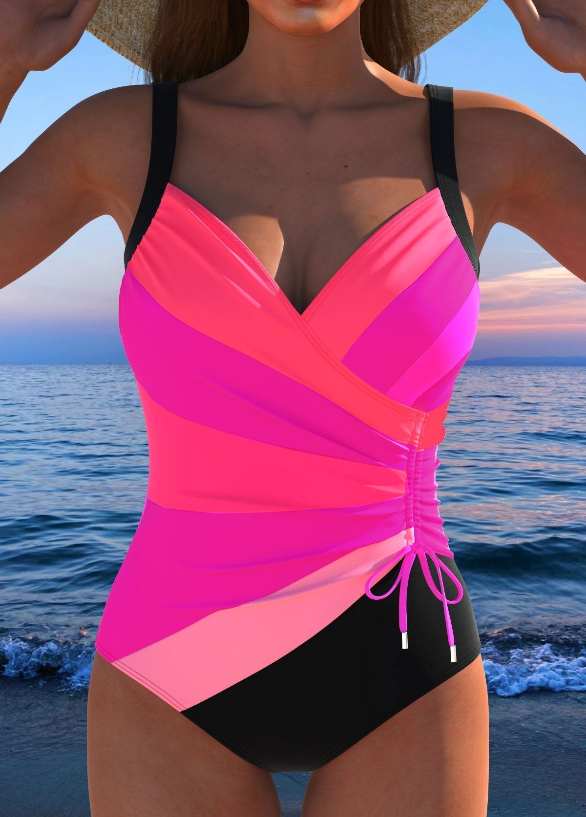 Marina | Elegant Printed Surplice Swimsuit