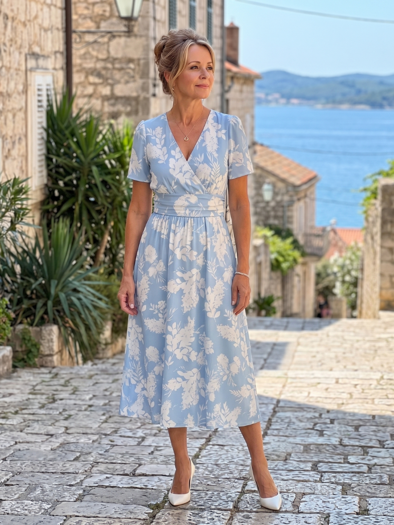 Marion - Floral Print V-Neck Midi Dress