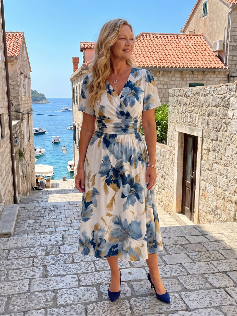 Evans - Floral Print Wrap Midi Dress