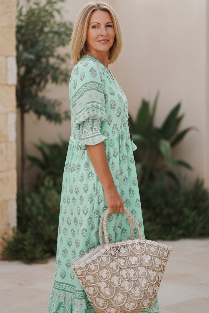 KIARA - PRINTED HALF-SLEEVE DRESS