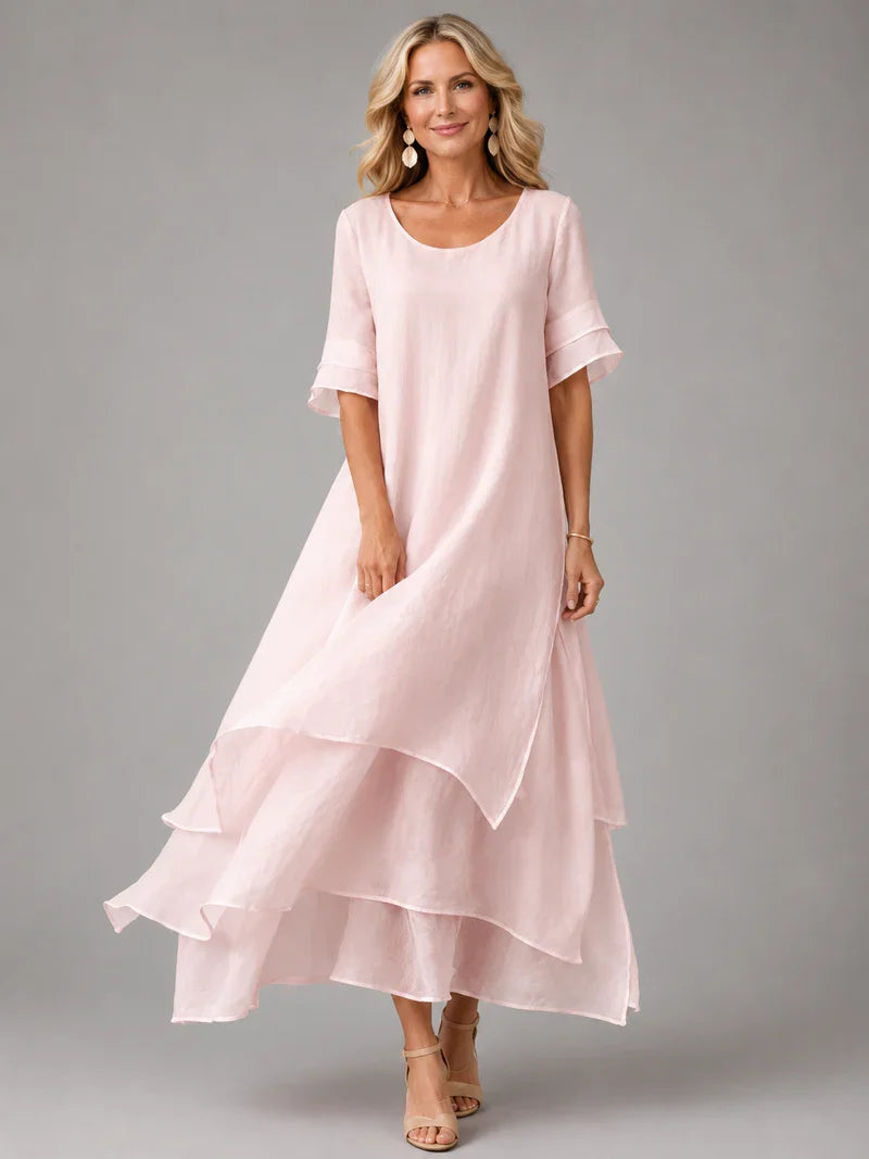 April - Elegant Cotton Ruffle Dress