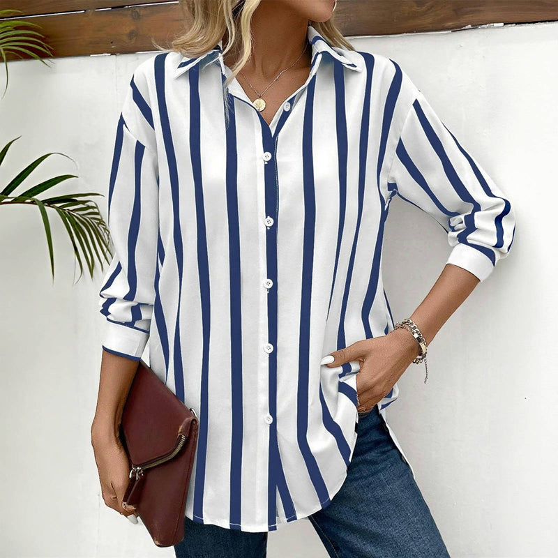Van Meren Mode | Blouse met klassieke strepen en moderne elegantie