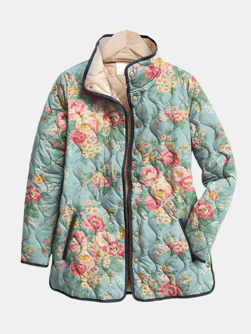 Elara | Gewatteerde Jas met Bloemenprint