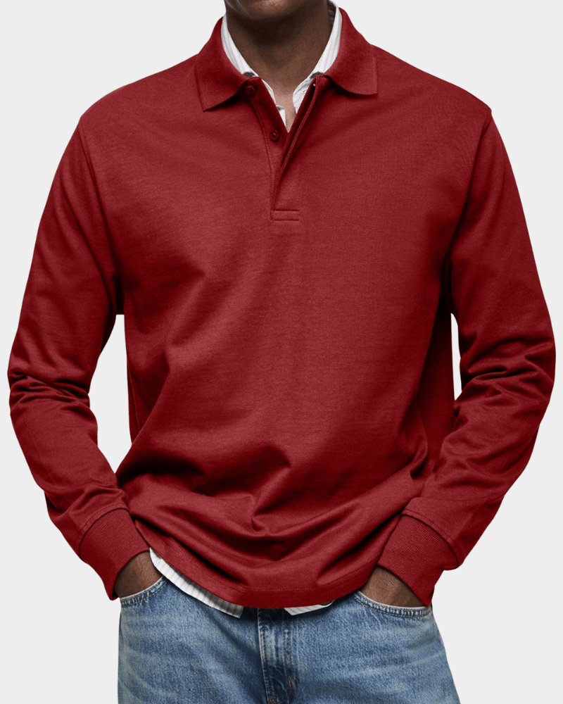 Van Meren Mode | Comfortabele polo met lange mouw